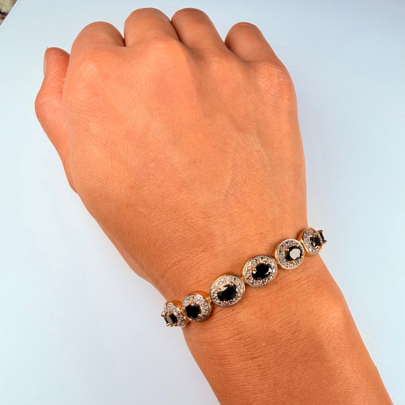 Ross Simons 9.6 CT Blue Sapphire & Diamond Sterling Silver 925 Tennis Bracelet - Picture 8 of 12